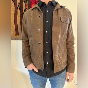 Flint and Tinder Flannel-Lined Waxed Trucker Jacket, Medium, Havana